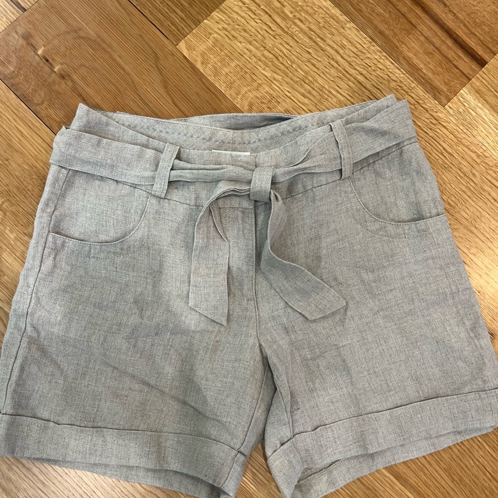 Belted Linen Shorts